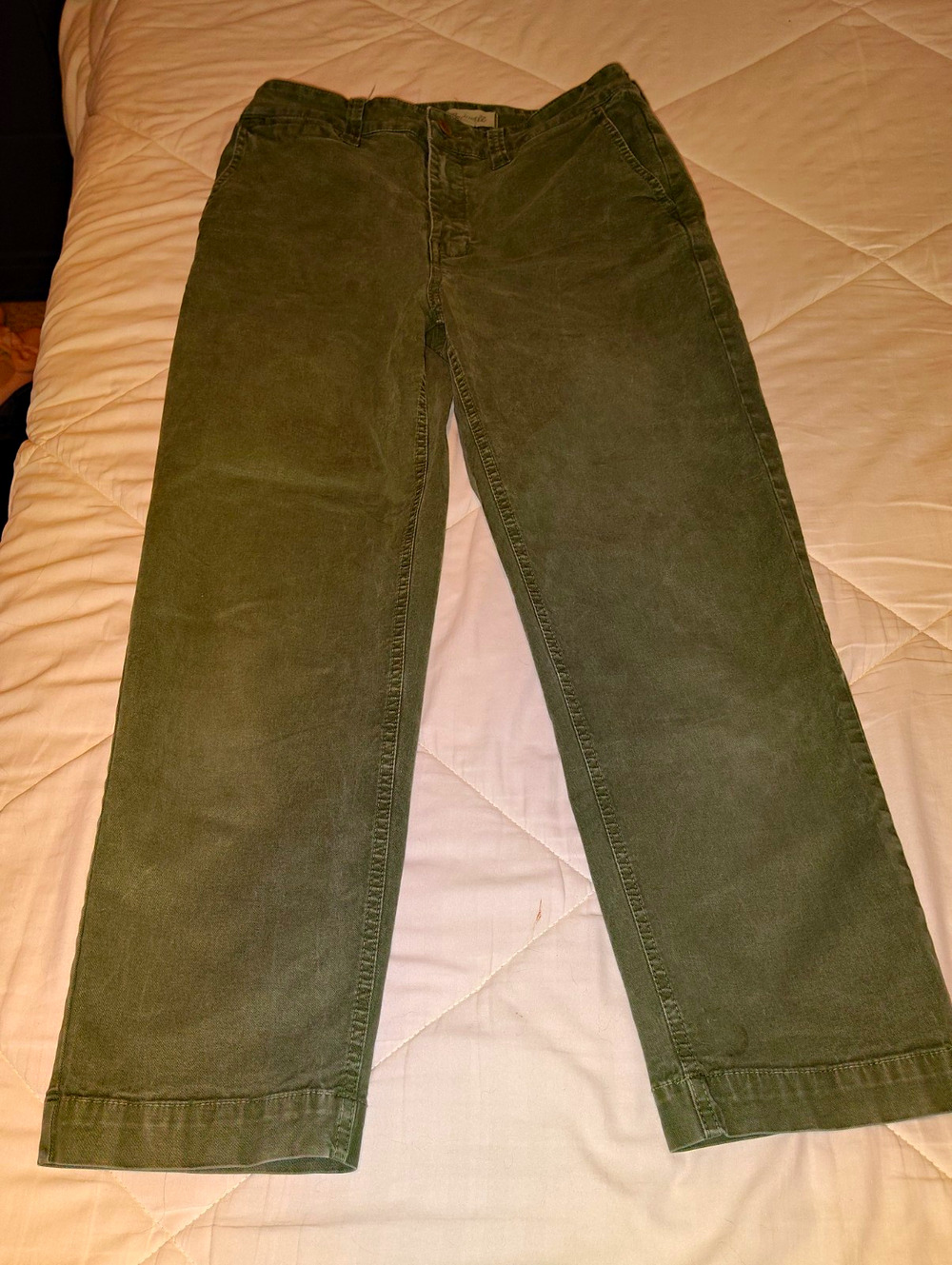 Madewell Green Twill Chino Pants Regular Fit 27W Mid Rise Straight Leg